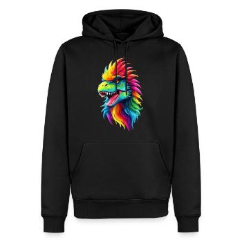 Dino Dinosaurier Saurier T-Rex Regenbogen Kinder - Männer Premium Bio Hoodie - Schwarz - Vorne - Nico (187cm)