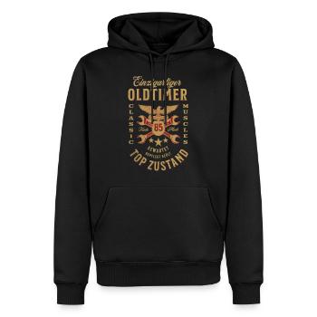 85. Geburtstag Oldtimer TOP ZUSTAND - Männer Premium Bio Hoodie - Schwarz - Vorne - Nico (187cm)