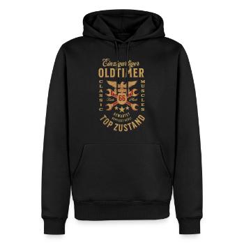 66. Geburtstag Oldtimer TOP ZUSTAND - Männer Premium Bio Hoodie - Schwarz - Vorne - Nico (187cm)