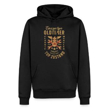 30. Geburtstag Oldtimer TOP ZUSTAND - Männer Premium Bio Hoodie - Schwarz - Vorne - Nico (187cm)