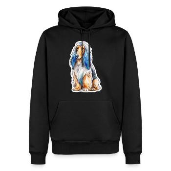 Lévrier afghan aquarelle - Sweat à capuche Premium bio Homme - noir - Devant - Nico (187cm)