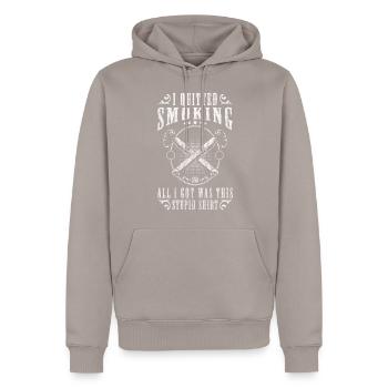Cigarette Cigare Chanvre Nerveux - Sweat à capuche Premium bio Homme - taupe - Devant - Nico (187cm)