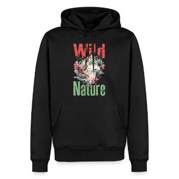 Loup loup tête prédateur Nature sauvage Coloré Art - Sweat à capuche Premium bio Homme - noir - Devant - Nico (187cm)