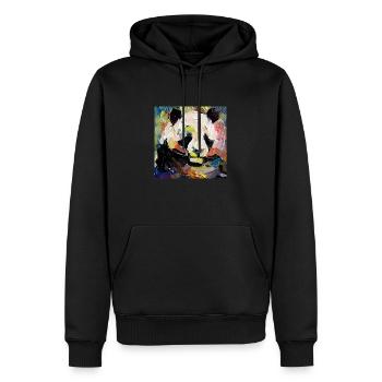 Peinture abstraite à l’huile colorée d’un panda - Sweat à capuche Premium bio Homme - noir - Devant - Nico (187cm)