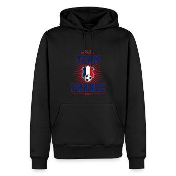 Équipe de France - Sweat à capuche Premium bio Homme - noir - Devant - Nico (187cm)