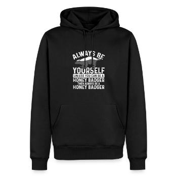 Sei Immer Du Selbst Honigdachs - Männer Premium Bio Hoodie - Schwarz - Vorne - Nico (187cm)