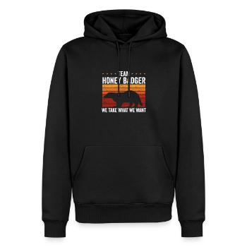 Team Honigdachs Retro - Männer Premium Bio Hoodie - Schwarz - Vorne - Nico (187cm)
