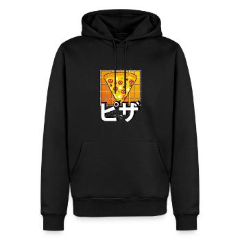 Pizza Kawaii sucrée - Sweat à capuche Premium bio Homme - noir - Devant - Nico (187cm)