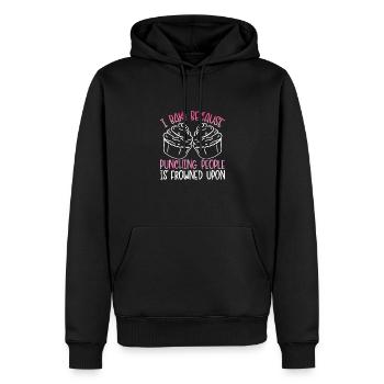 Beating People Is Frowned upon - Men’s Premium Organic Hoodie - black - Front - Nico (187cm)