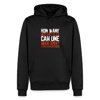 Wie Viele Motorräder Kann Ein Mann - Männer Premium Bio Hoodie - Schwarz - Vorne - Nico (187cm)