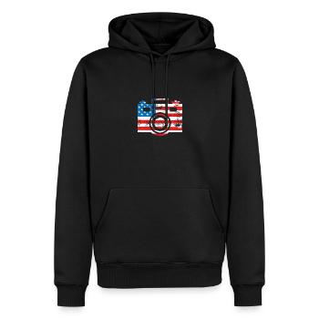 Caméra Usa-flagge - Sweat à capuche Premium bio Homme - noir - Devant - Nico (187cm)