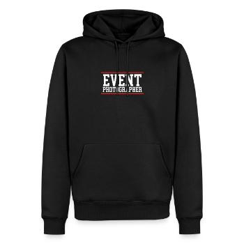 Photographe événementiel - Sweat à capuche Premium bio Homme - noir - Devant - Nico (187cm)