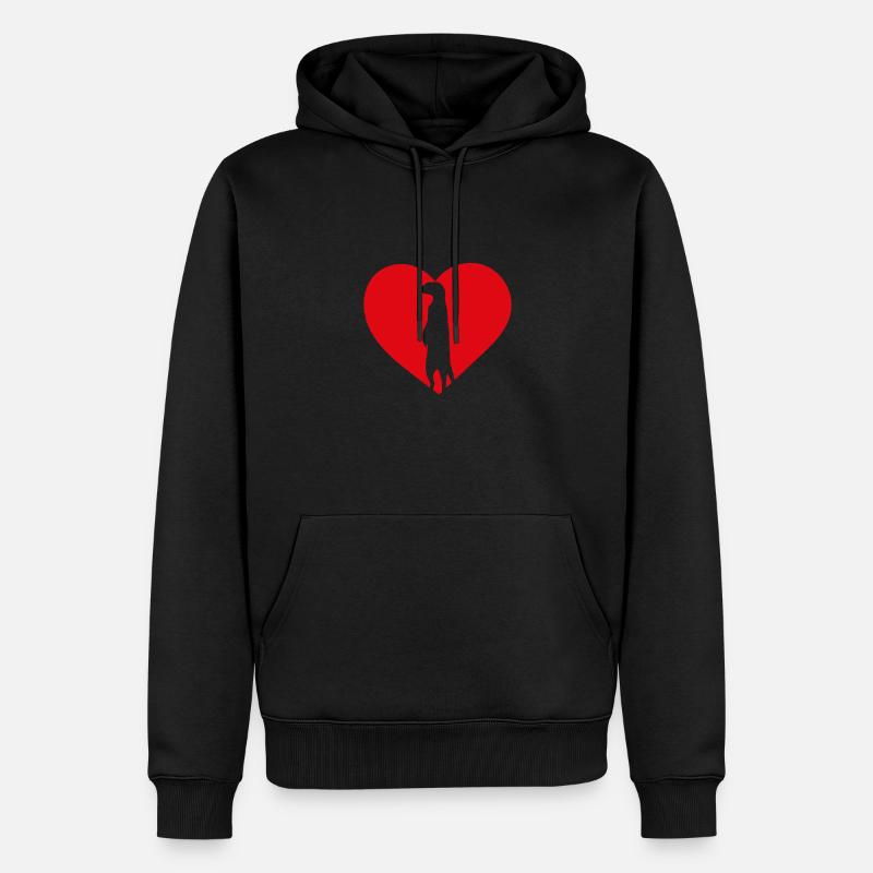 Erdmännchen Lieben Rotes Herz - Männer Premium Bio Hoodie - Schwarz