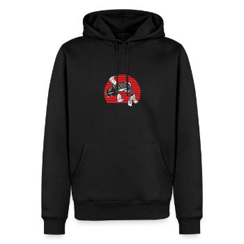 Carpe koï avec soleil - Sweat à capuche Premium bio Homme - noir - Devant - Nico (187cm)