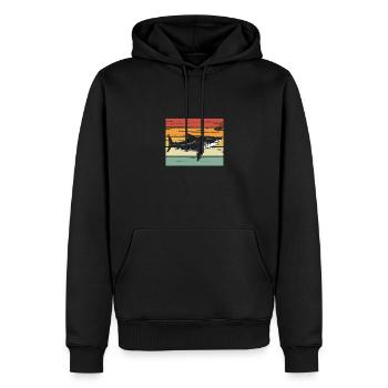 Hai Retro farben - Männer Premium Bio Hoodie - Schwarz - Vorne - Nico (187cm)