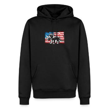 Triceratops Auf Einer Usa-flagge - Männer Premium Bio Hoodie - Schwarz - Vorne - Nico (187cm)
