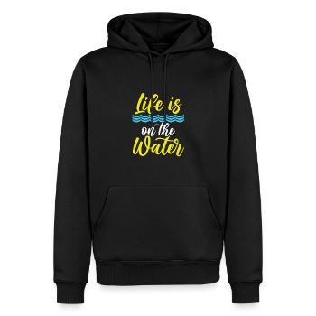 Das Leben Ist Auf Dem Wasser - Männer Premium Bio Hoodie - Schwarz - Vorne - Nico (187cm)
