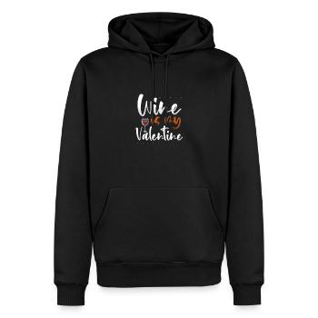 Red wine is my Valentine's Day - Men’s Premium Organic Hoodie - black - Front - Nico (187cm)