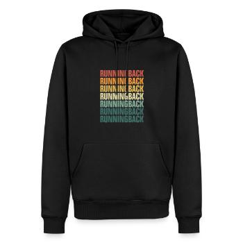Buntes Retro Running back - Männer Premium Bio Hoodie - Schwarz - Vorne - Nico (187cm)