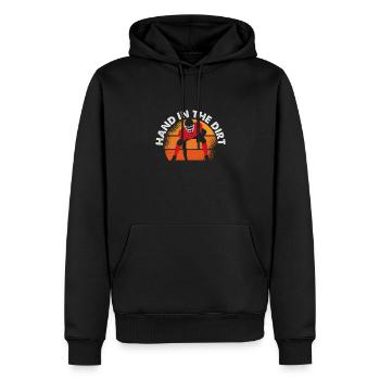 Hand in the Dirt Lineman - Men’s Premium Organic Hoodie - black - Front - Nico (187cm)