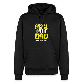 Zum Ersten Mal Papa wünscht mir Glück - Männer Premium Bio Hoodie - Schwarz - Vorne - Nico (187cm)