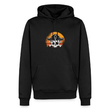 Crâne de Pirate Soleil rétro - Sweat à capuche Premium bio Homme - noir - Devant - Nico (187cm)