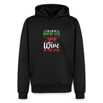 Le plus beau vin de l’année - Sweat à capuche Premium bio Homme - noir - Devant - Nico (187cm)