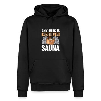 In Der Sauna Ist Alles Möglich - Männer Premium Bio Hoodie - Schwarz - Vorne - Nico (187cm)