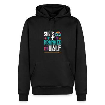 Sie Ist Meine Betrunkene Hälfte - Männer Premium Bio Hoodie - Schwarz - Vorne - Nico (187cm)