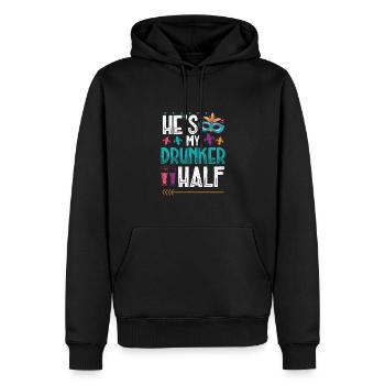 Hes Meine Betrunkene Hälfte - Männer Premium Bio Hoodie - Schwarz - Vorne - Nico (187cm)