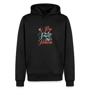 Arrêtez-vous et sentez les fleurs - Sweat à capuche Premium bio Homme - noir - Devant - Nico (187cm)