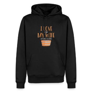J’aime ma femme dans le sauna - Sweat à capuche Premium bio Homme - noir - Devant - Nico (187cm)