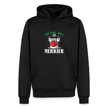 With more wine it gets funnier - Men’s Premium Organic Hoodie - black - Front - Nico (187cm)