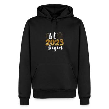 Lasst 2023 Beginnen - Männer Premium Bio Hoodie - Schwarz - Vorne - Nico (187cm)