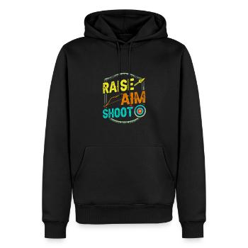 Raise the target and shoot - Men’s Premium Organic Hoodie - black - Front - Nico (187cm)