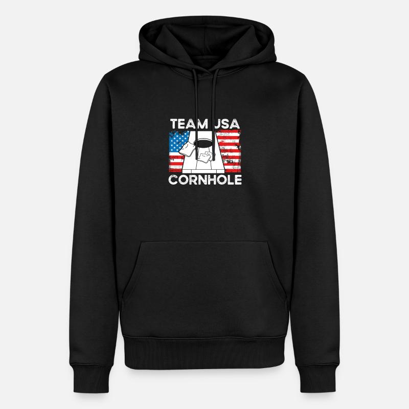 Team Usa-cornhole - Sweat à capuche Premium bio Homme - noir