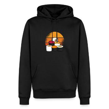 Sushi Esthétique Rétro Sun - Sweat à capuche Premium bio Homme - noir - Devant - Nico (187cm)