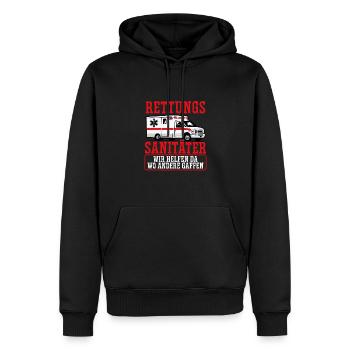 Wir Helfen, Wo Andere Gaffen - Männer Premium Bio Hoodie - Schwarz - Vorne - Nico (187cm)