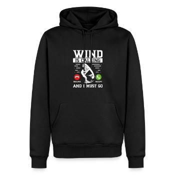 Le vent appelle et je dois partir - Sweat à capuche Premium bio Homme - noir - Devant - Nico (187cm)
