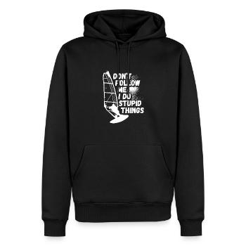 Ne me suivez pas, je fais de la planche à voile - Sweat à capuche Premium bio Homme - noir - Devant - Nico (187cm)