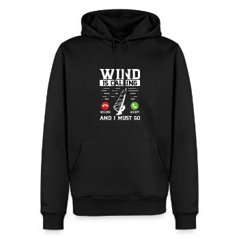 Le vent appelle et je dois partir - Sweat à capuche Premium bio Homme - noir - Devant - Nico (187cm)