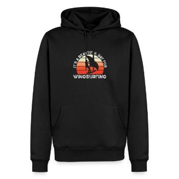 Une belle journée pour le wingsurf - Sweat à capuche Premium bio Homme - noir - Devant - Nico (187cm)