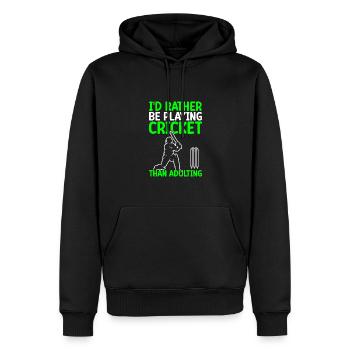Ich Würde Lieber Cricket Spielen Als - Männer Premium Bio Hoodie - Schwarz - Vorne - Nico (187cm)