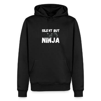 Dunkler Stiller Ninja - Männer Premium Bio Hoodie - Schwarz - Vorne - Nico (187cm)
