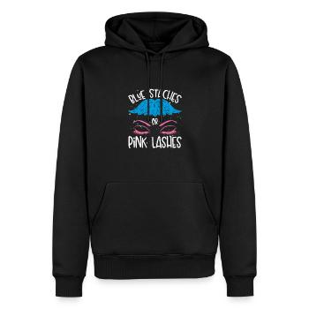 Tiges bleues ou cils roses - Sweat à capuche Premium bio Homme - noir - Devant - Nico (187cm)