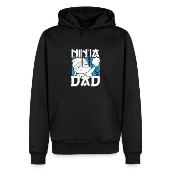 Papa ninja mignon - Sweat à capuche Premium bio Homme - noir - Devant - Nico (187cm)