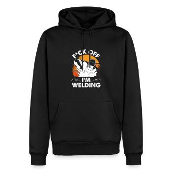 Soudeur rétro - Sweat à capuche Premium bio Homme - noir - Devant - Nico (187cm)