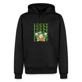 Nain chanceux - Sweat à capuche Premium bio Homme - noir - Devant - Nico (187cm)