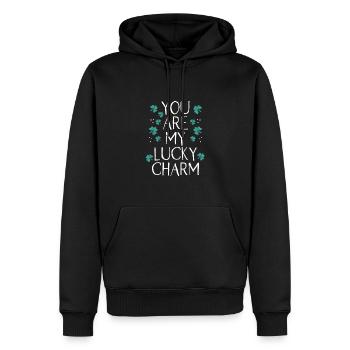 Tu es mon porte-bonheur vert - Sweat à capuche Premium bio Homme - noir - Devant - Nico (187cm)