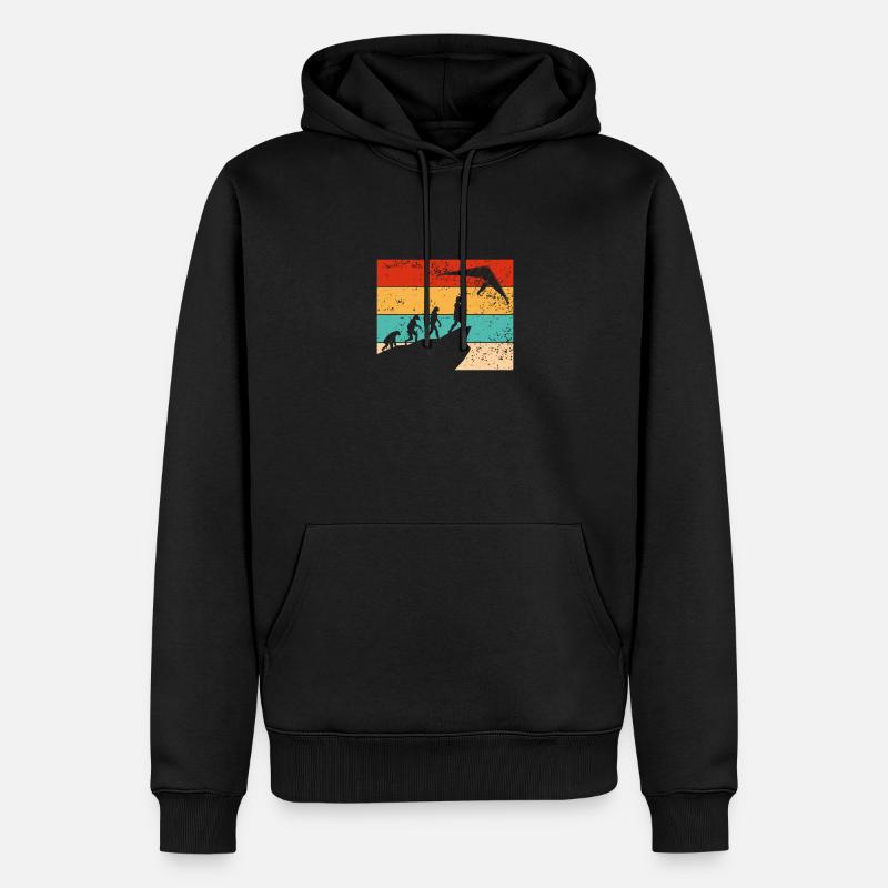 Retro drachenflug evolution - Männer Premium Bio Hoodie - Schwarz